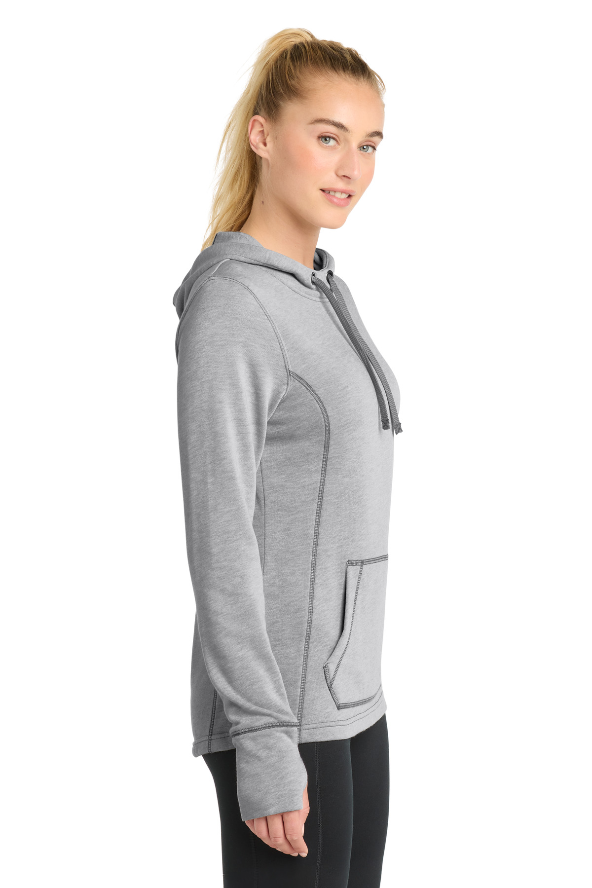 Sport-Tek Women's PosiCharge Tri-Blend Wicking Fleece Hooded Pullover. LST296, custom hoodie or sweatshirt with logo imprint 15