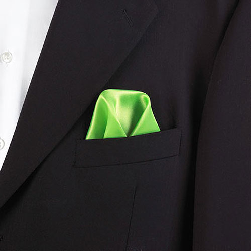 Lime Green Polyester Pocket Square 2