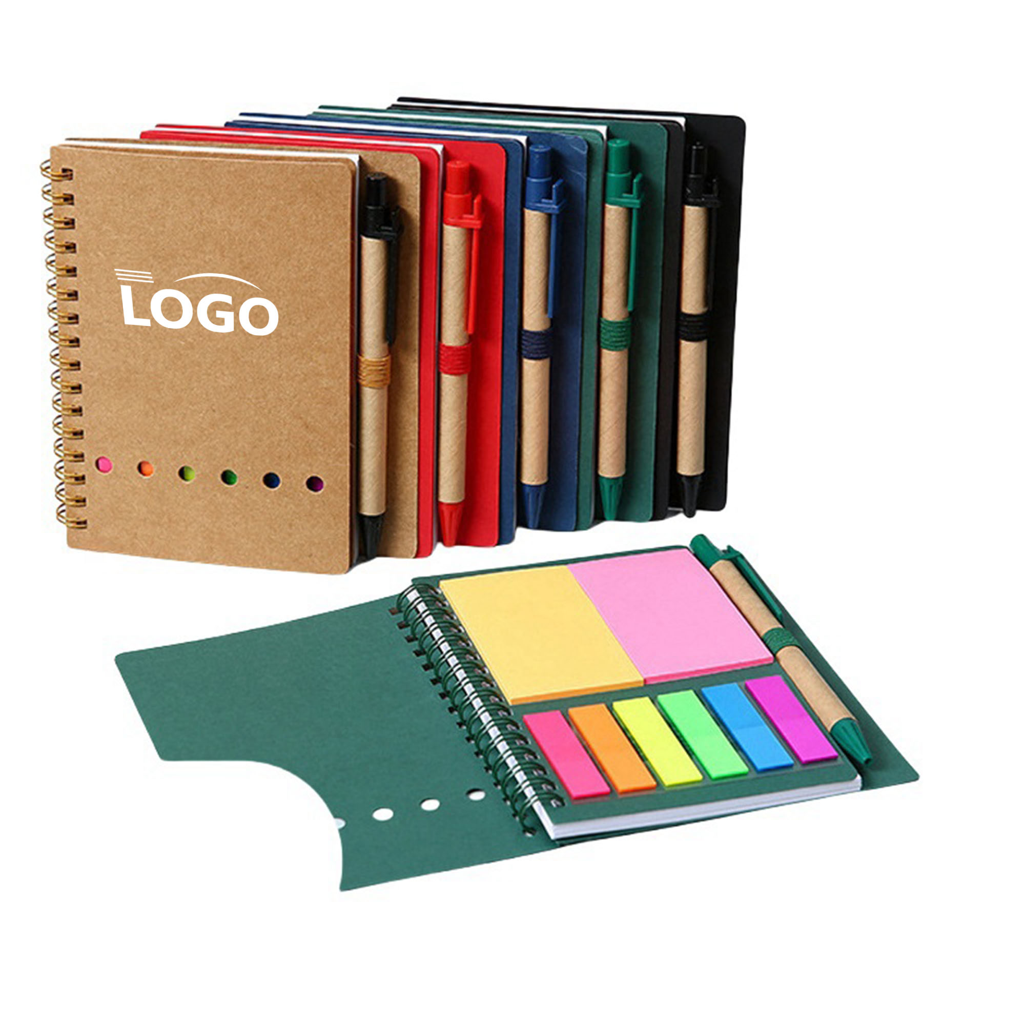 Spiral Notebook with Sticky Notes & Pen 1