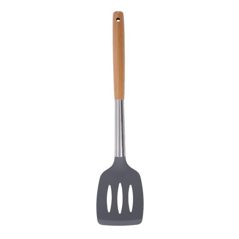 Slotted Silicone Turner Spatula Flipper w/ Wood Handle 2