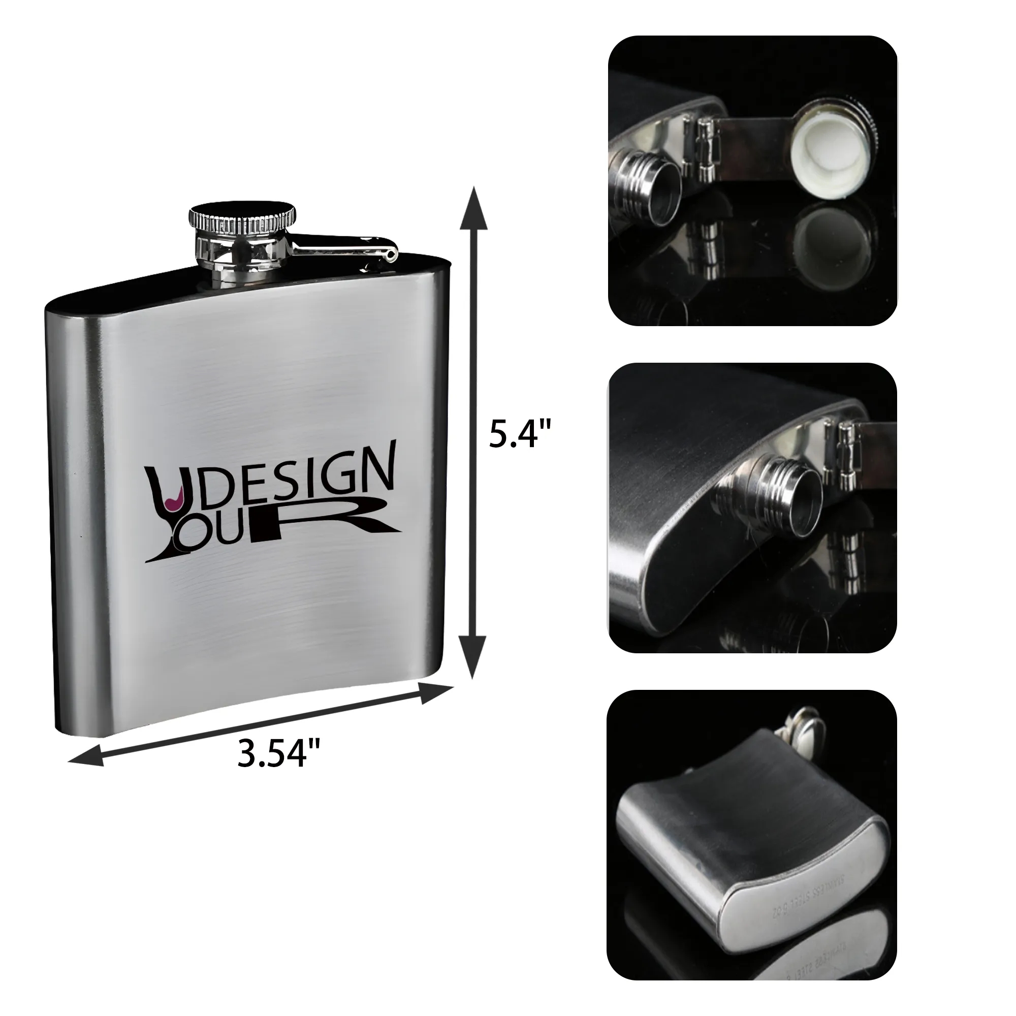 MOQ 20 PCS 8OZ Stainless Steel Hip Flask, custom water bottle with logo imprint 4