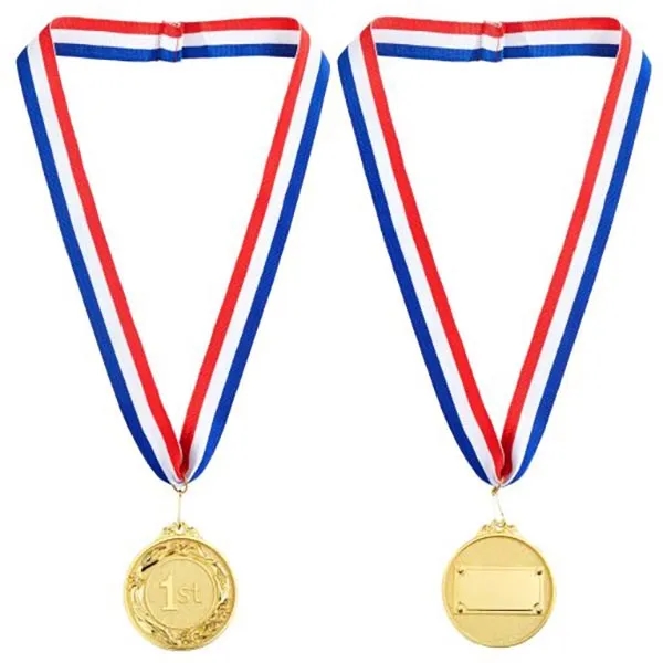 6 Pack 1st Place Gold Medals with 16 Inch Neck Ribbon 5