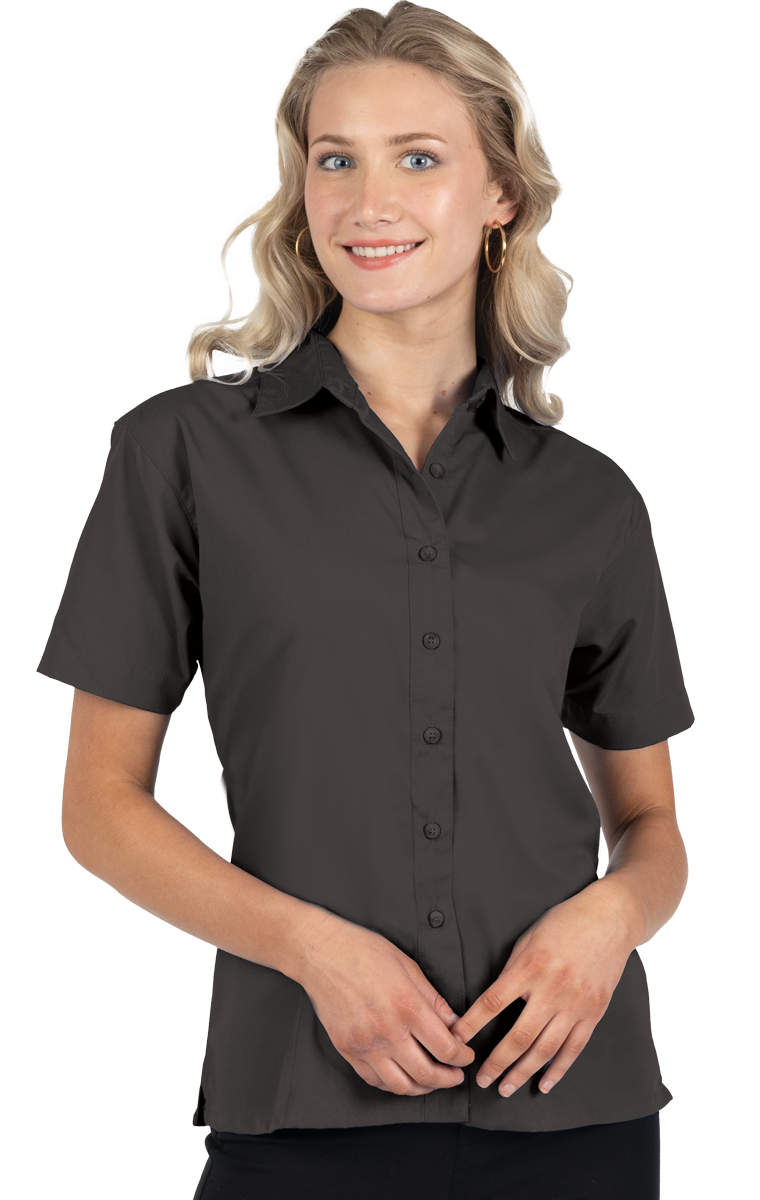 Ladies Short-Sleeve Superblend Poplin Shirt with Matching Buttons 18