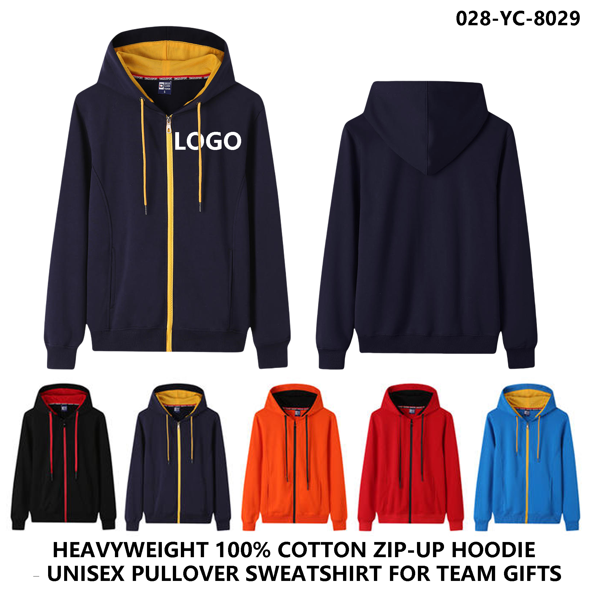 Unisex Custom Logo Cotton Zipper Hoodie-Jacket?CColor Block Style 2