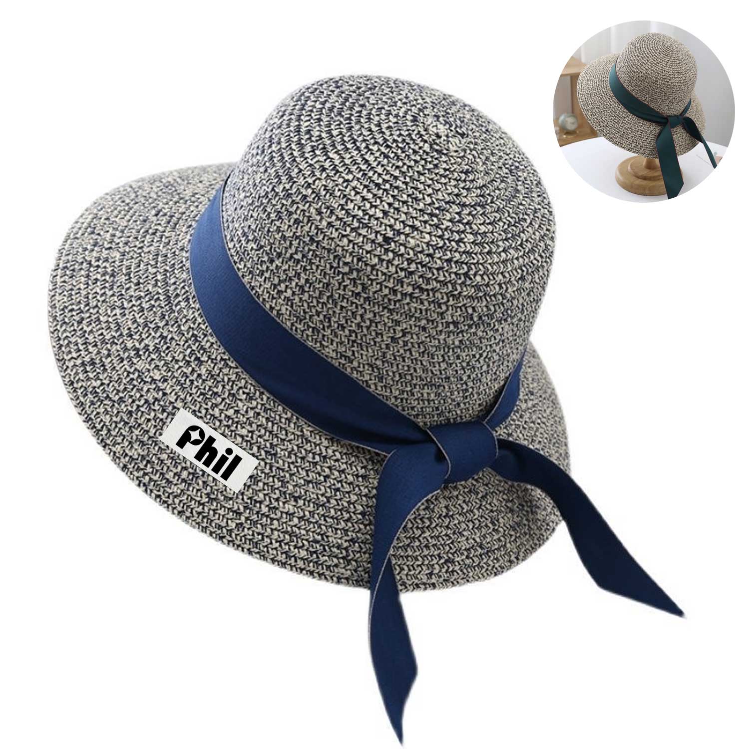 Boho Ribbon Sun Hat - Woven Wide Brim for Beach & Travel 8