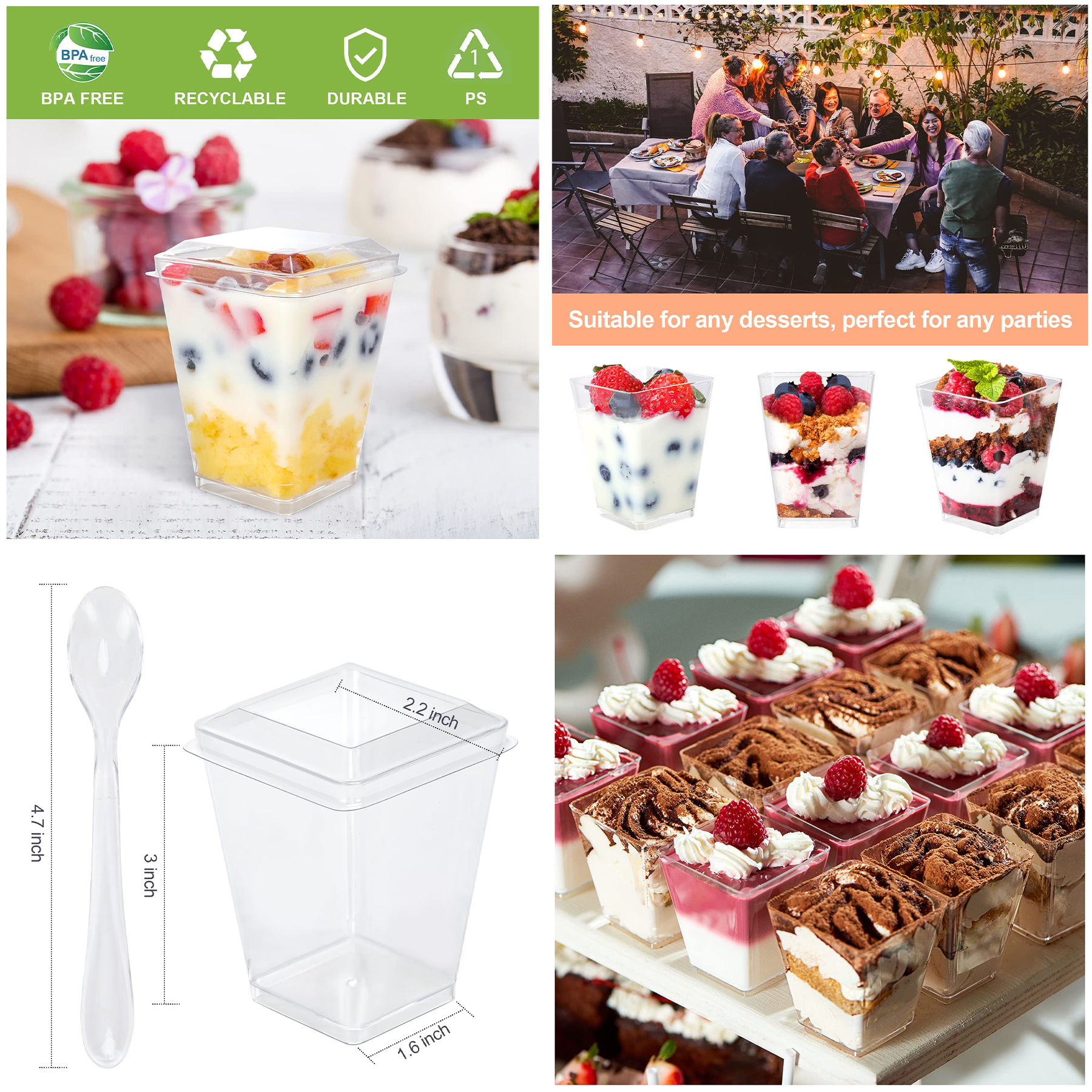 5 oz Plastic Dessert Cups with Lids, custom paper cup with logo imprint 2