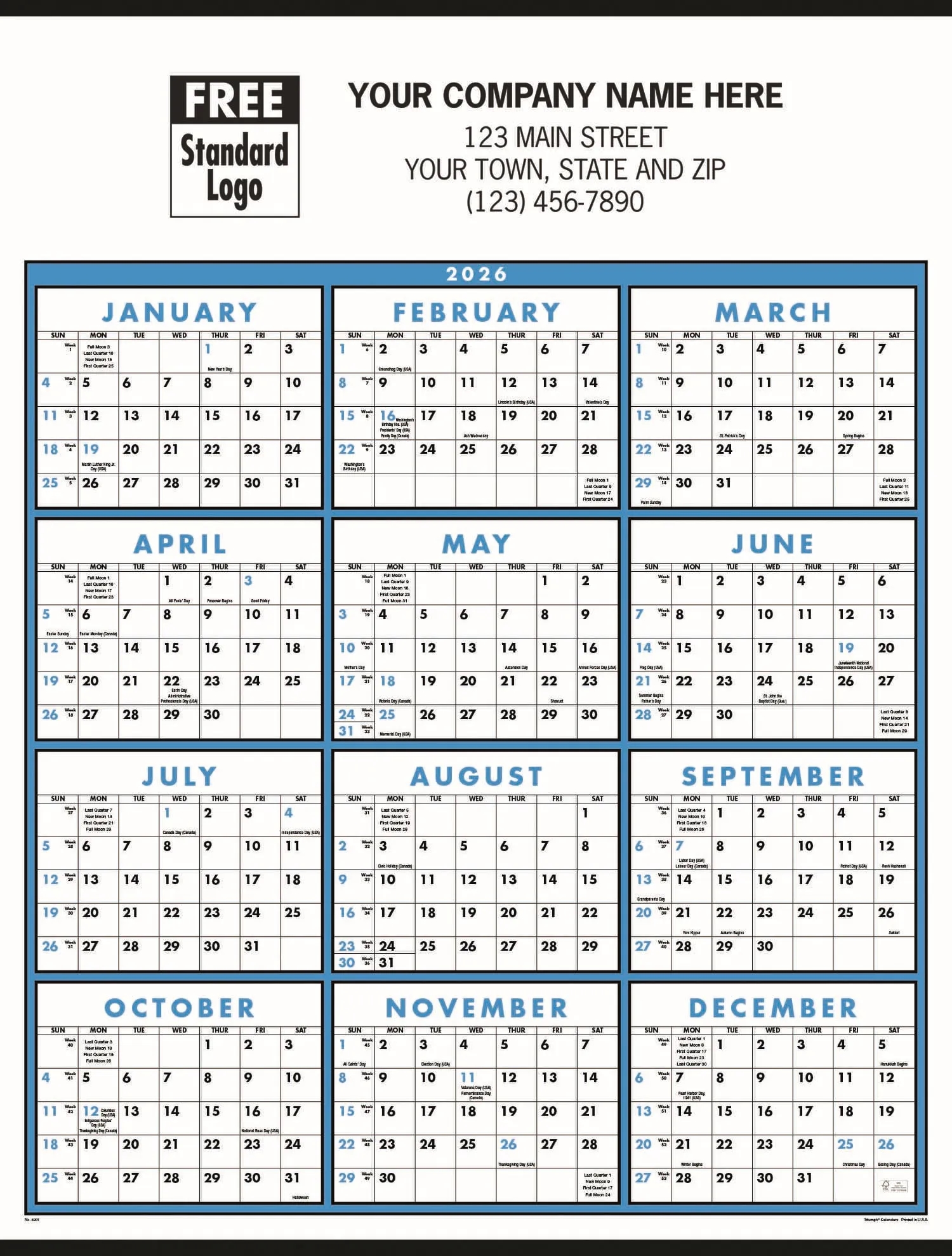 Calendars - Wall, Non-Laminated Span-A-Year 2