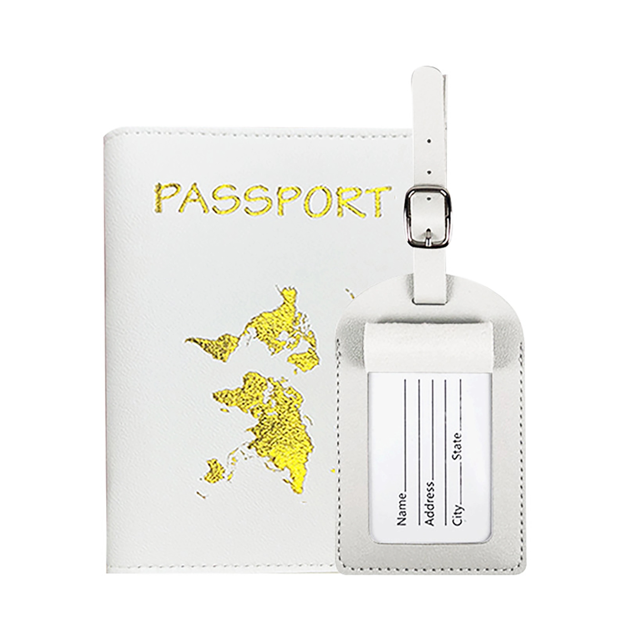 MOQ 100pcs PU Leather Passport Cover Luggage Tag Set 24