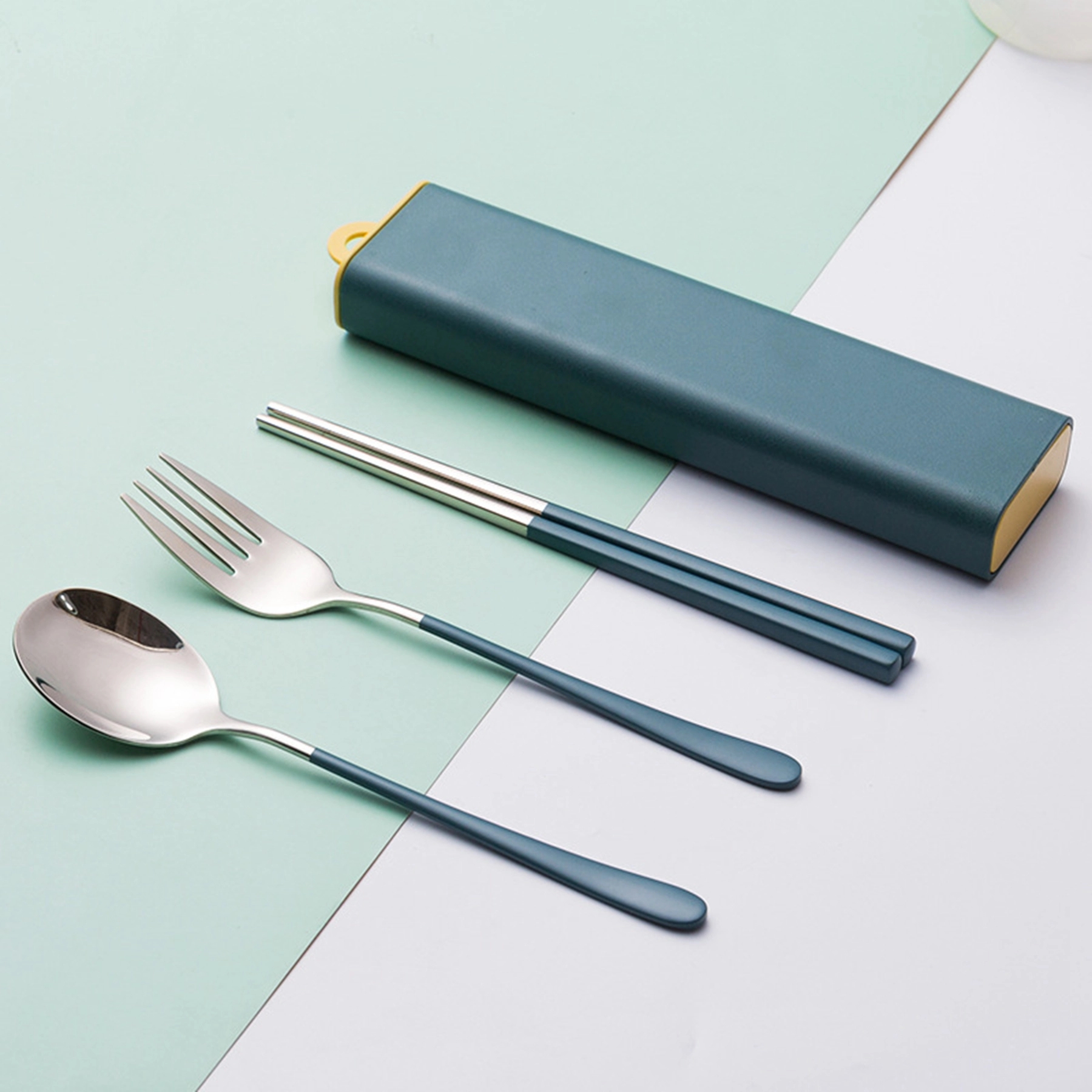3 Pcs Stainless Steel Travel Utensils Set with Case 3
