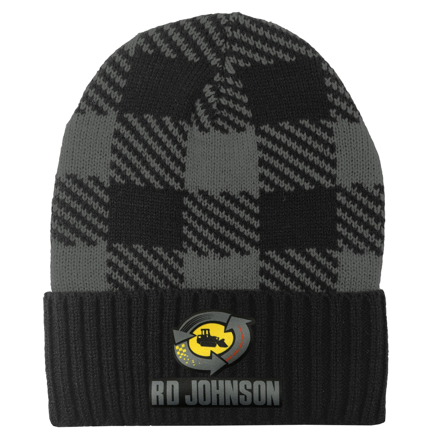 Buffalo Plaid Knit Rolled Beanie Cap 3