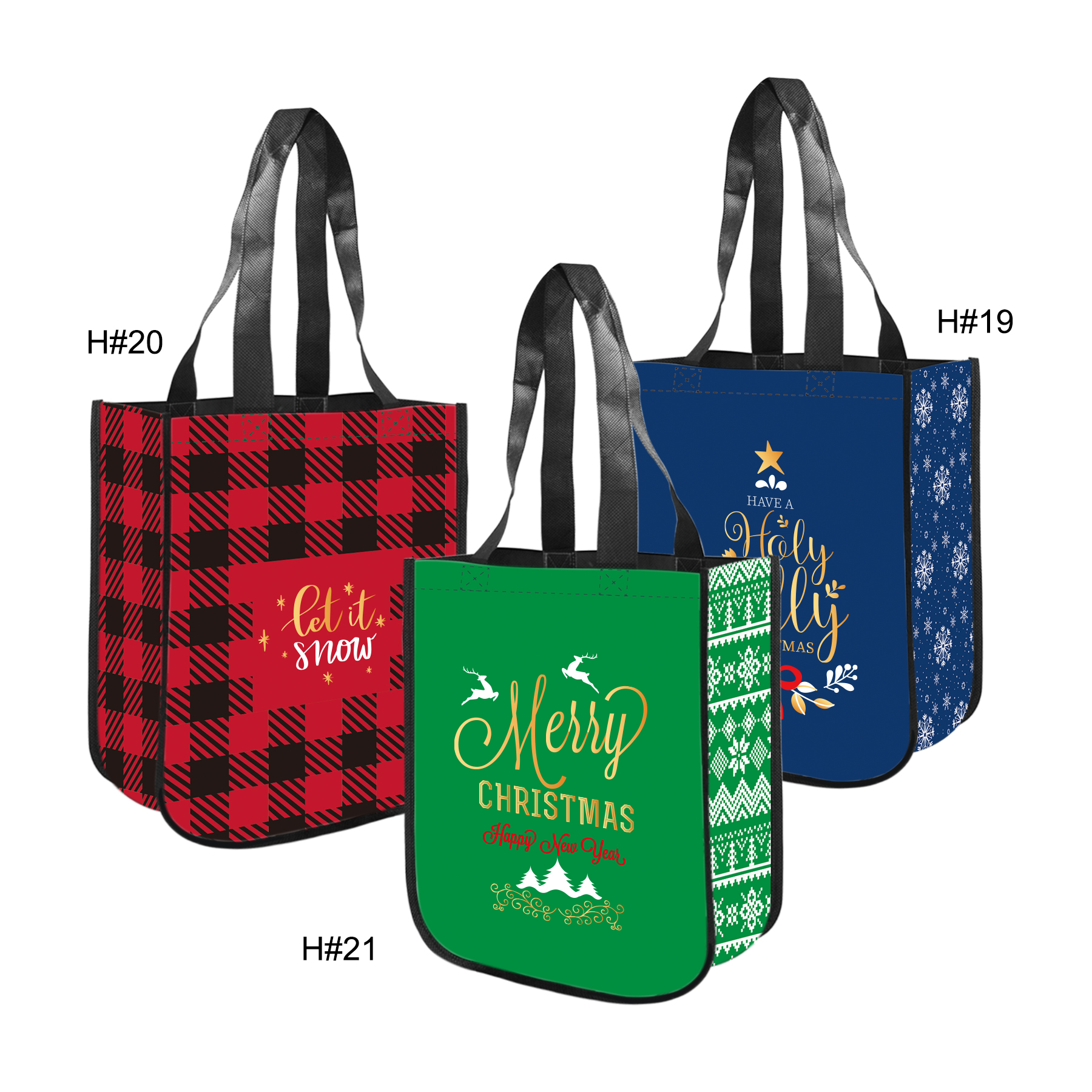 Free Shipping Christmas Design Gusset Laminated Tote Bag 1