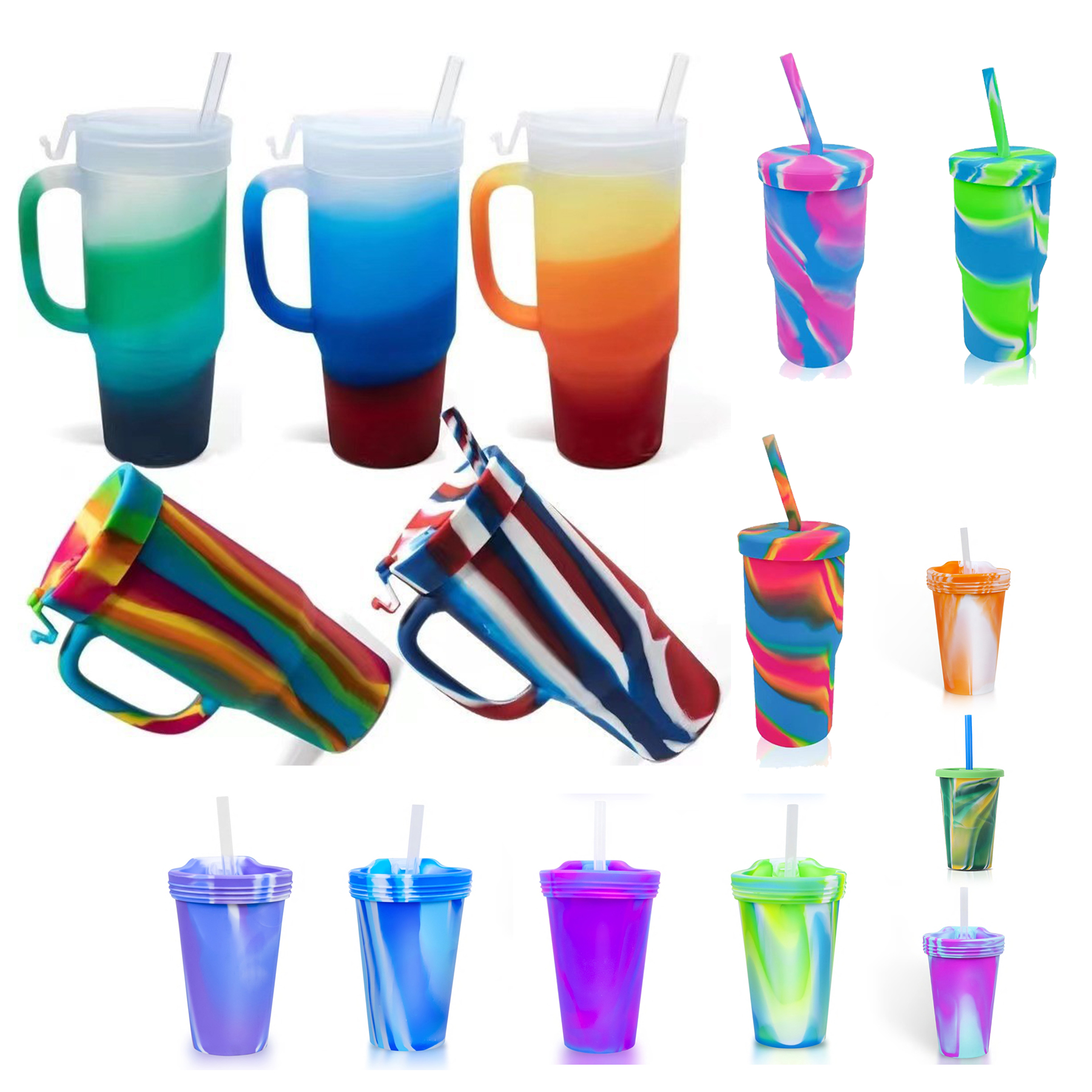 16oz Silicone Pint with 2 in 1 Lid and Straw 2