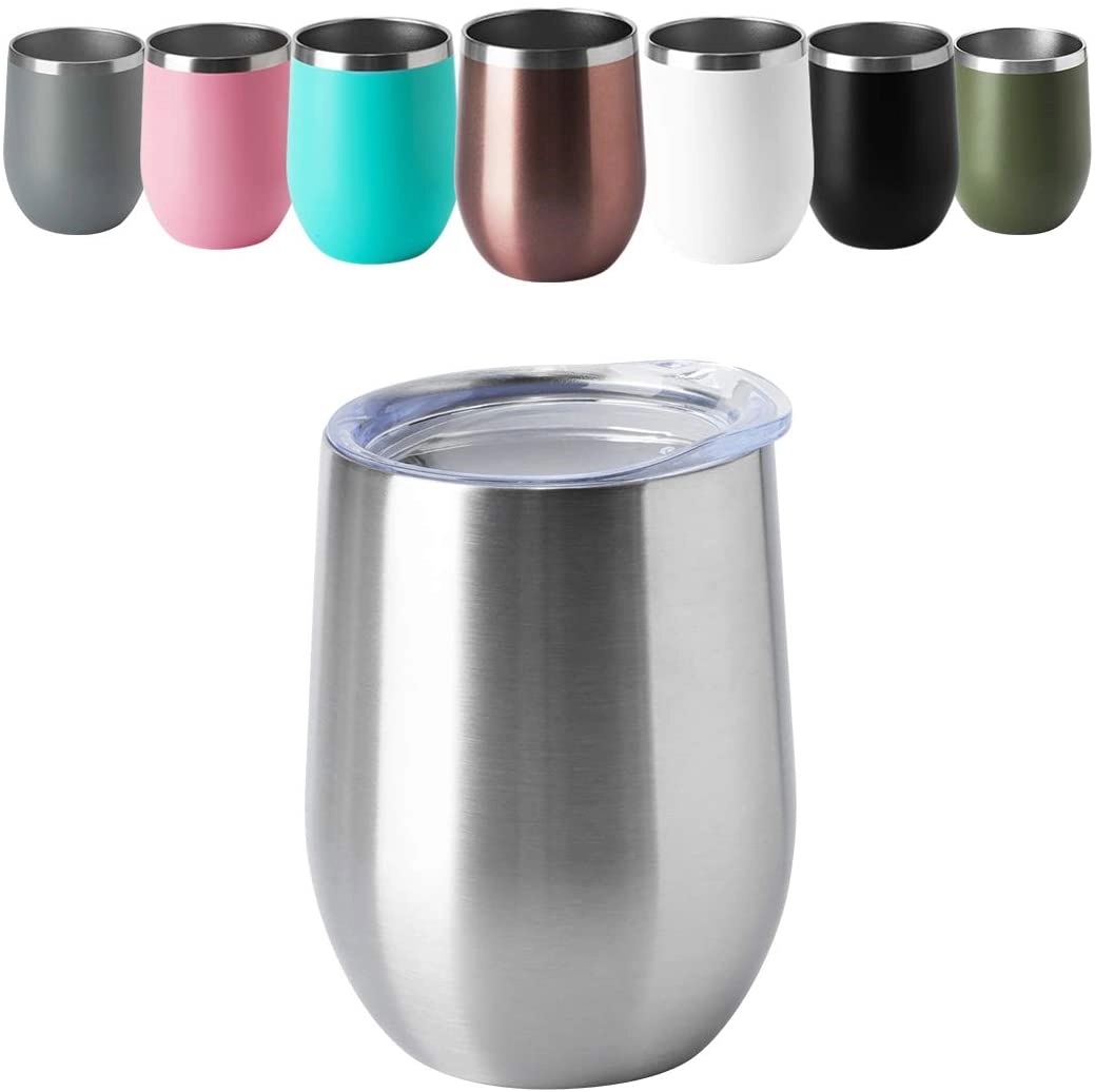 12 Oz. Double Wall Insulated Travel Tumbler w/Clear Lid 2