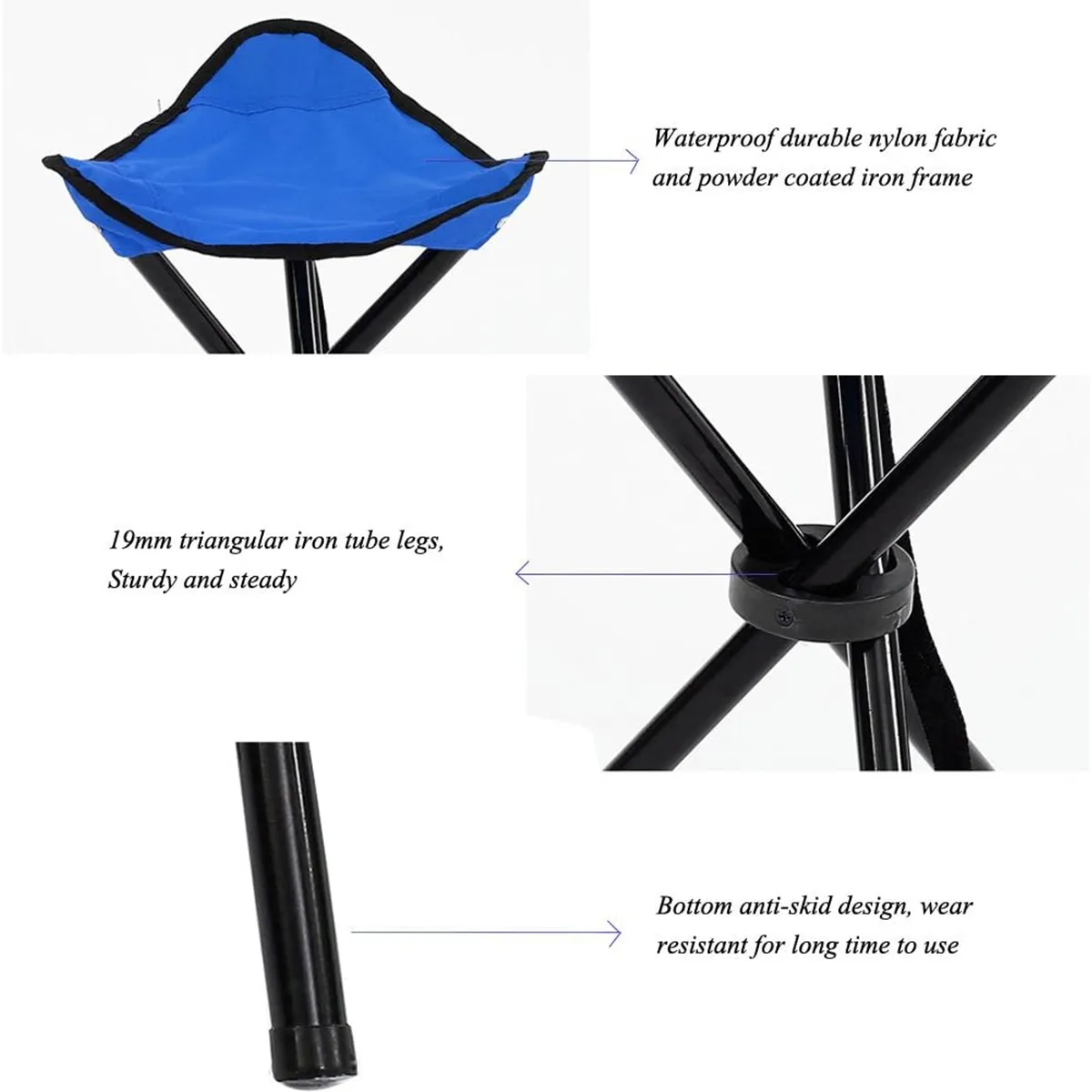 Folding Camping Stool Portable Stable Hiking Picnic Chair 3