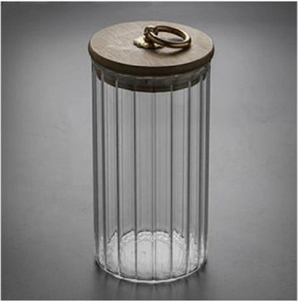 Glass Storage Jar Food Container Copper Pull Ring Cover 4