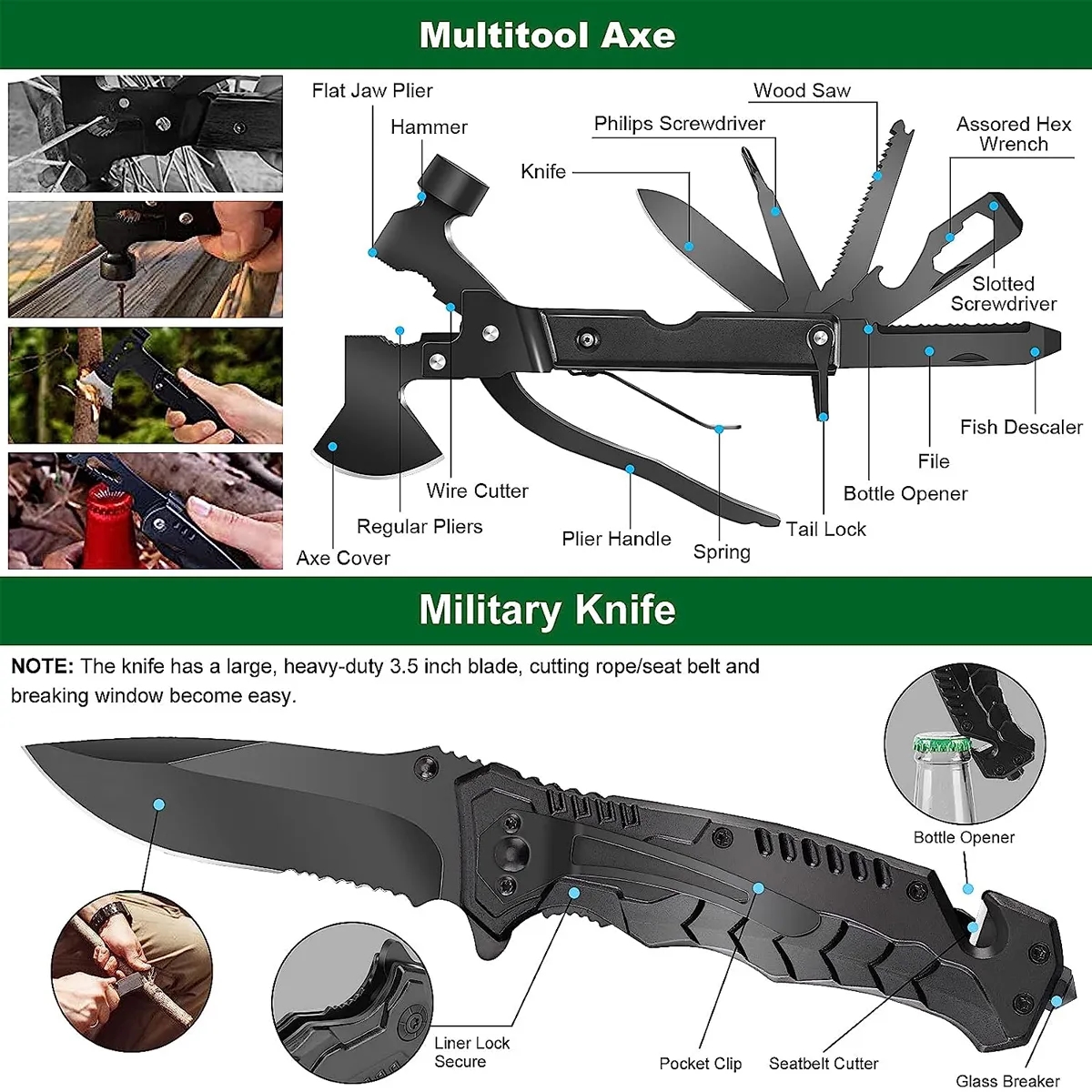 Professional Survival Gear with Molle Pouch 6
