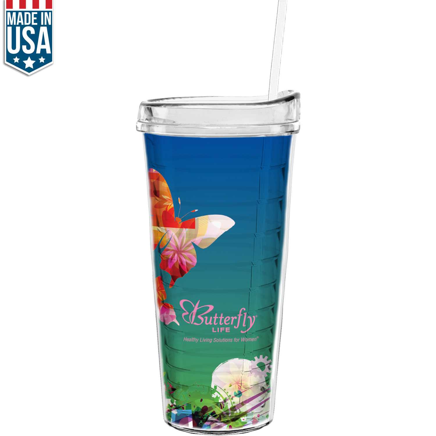 22 oz Made In The U.S.A. Tumbler with Lid & Straw 1