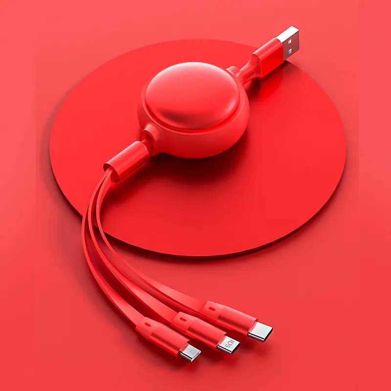 3 in 1 Multi USB Retractable Charger Cable 3A Multiple Cord 3
