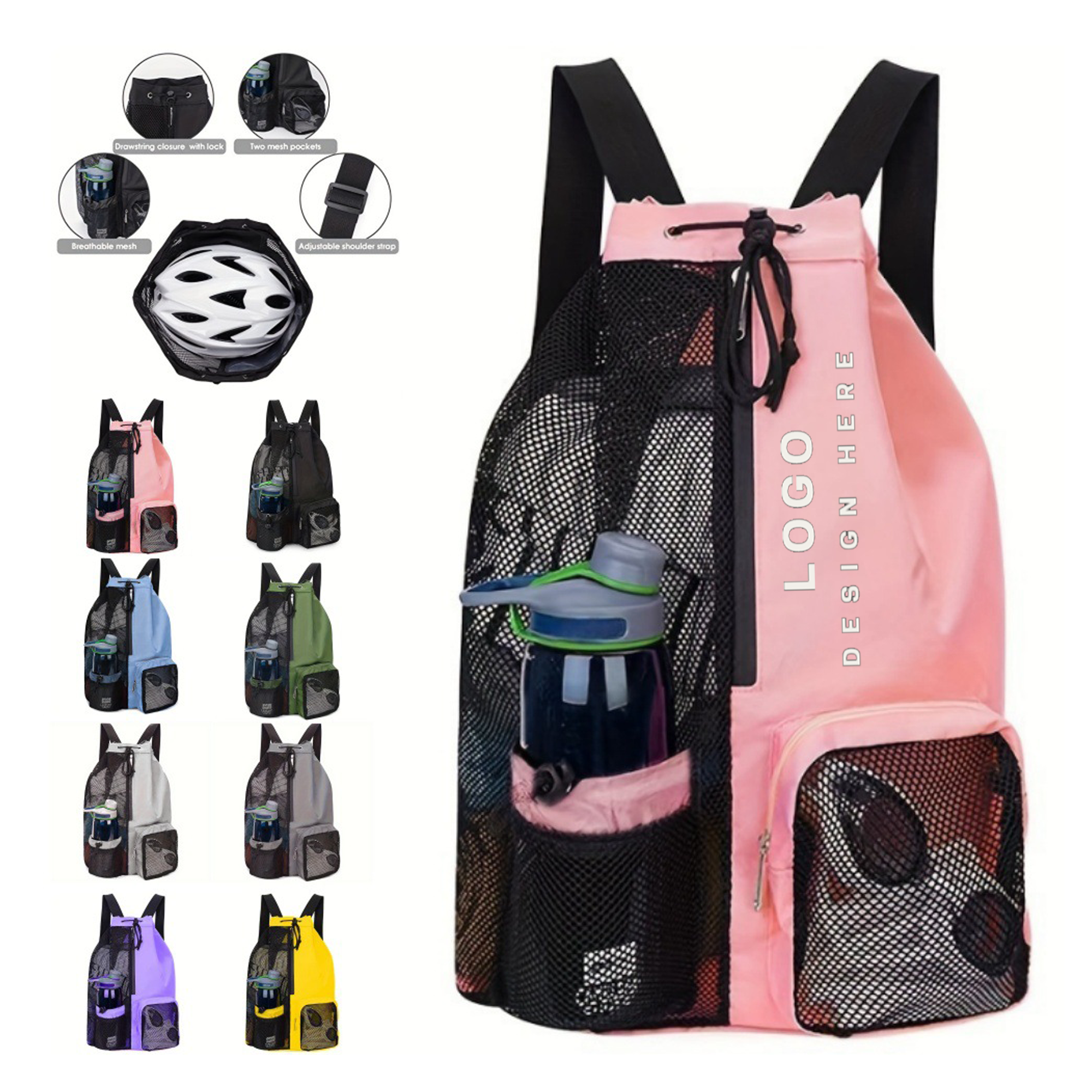 Beach Mesh Drawstring Swim Backpack 5