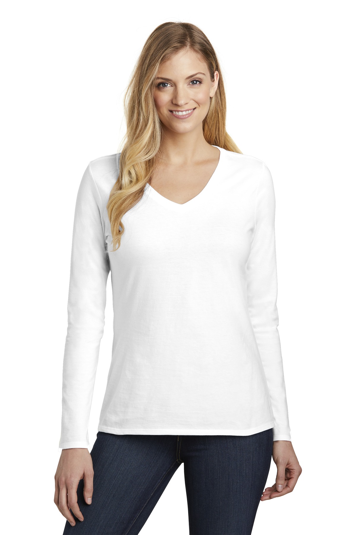 District Women's Very Important Tee Long Sleeve V-Neck. DT6201 3