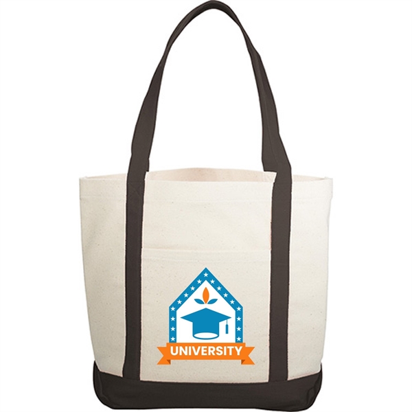 10 oz Cotton Canvas Boat Tote Bag - 12.25"W x14.75"H x 5"D x 2
