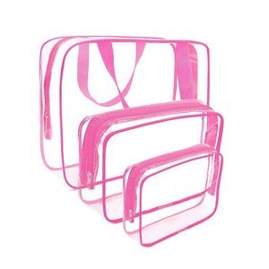 Waterproof Clear PVC Round Cosmetic Bag With Stitched Zipper 6