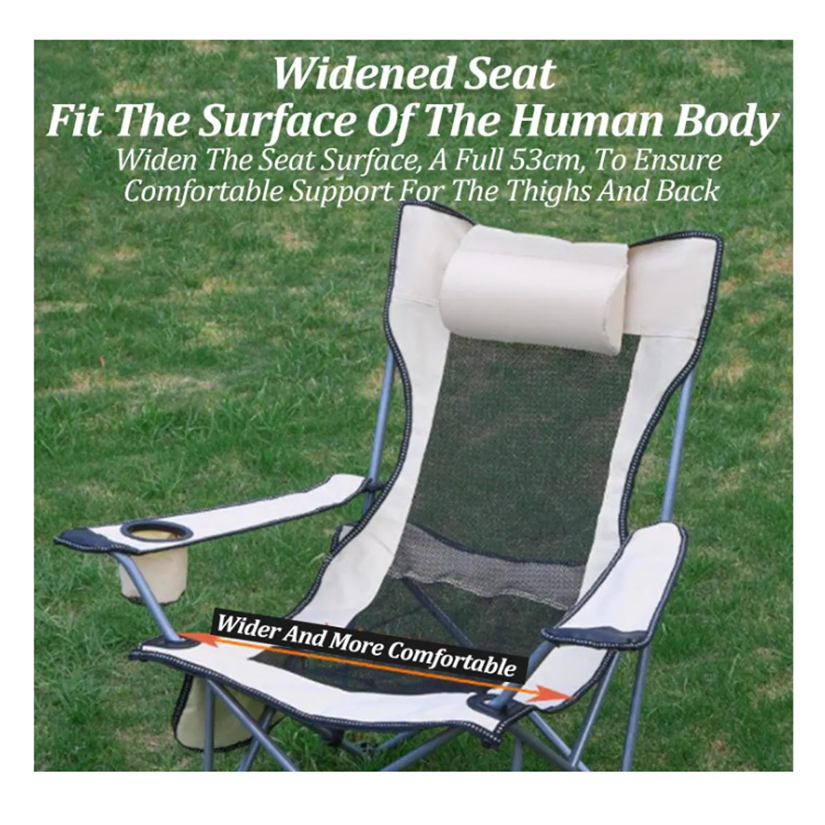 Oversized Camping Folding Chair X-Shaped Steel Frame Fixed 7