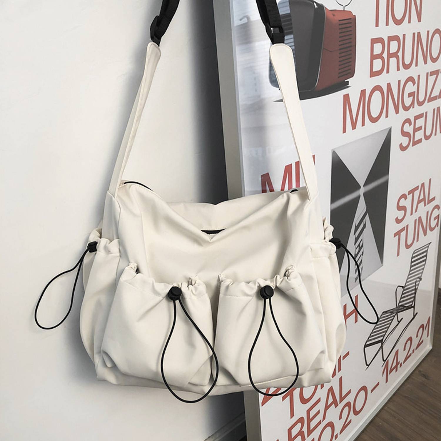 Nylon Large capacity Crossbody bag With Astronaut Pendant 6