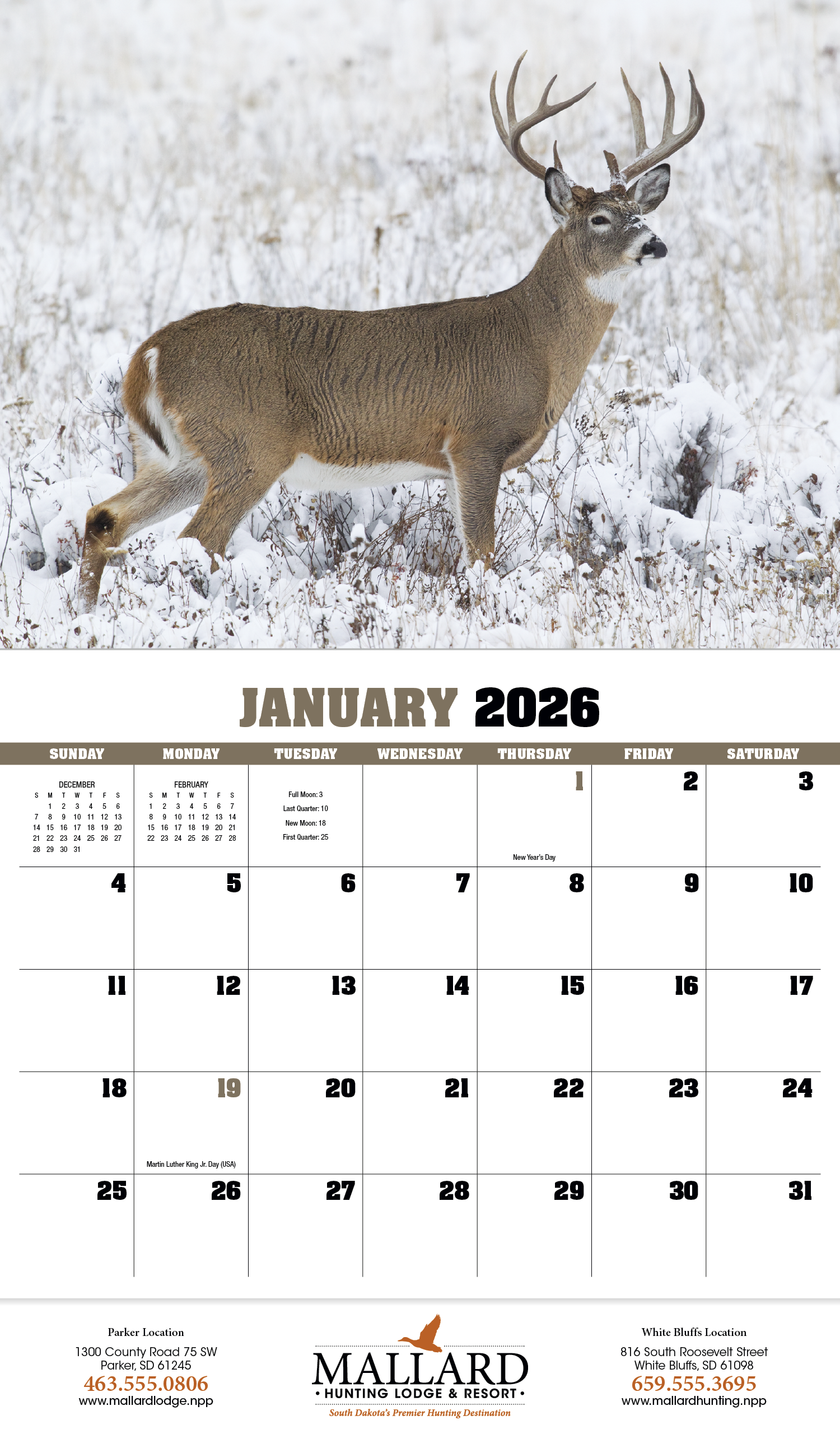 HotLine® Products Trophy Whitetail Deer Appointment Calendar - Stapled 36