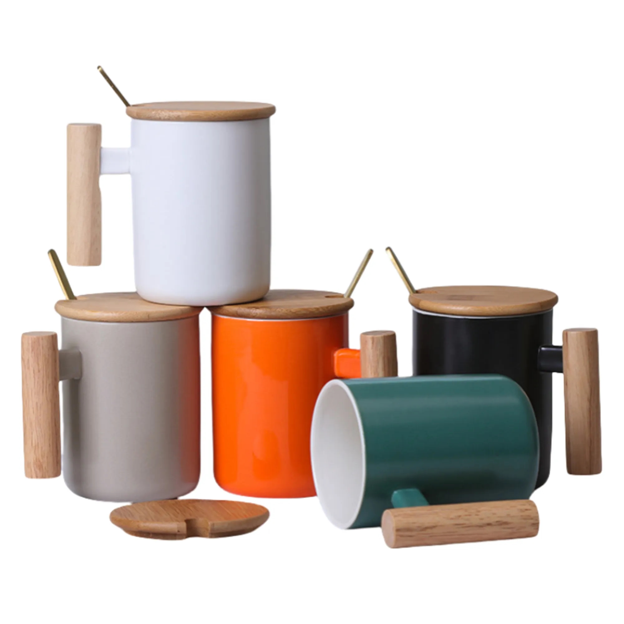Ceramic Coffee Mug with Lid and Scoop 7