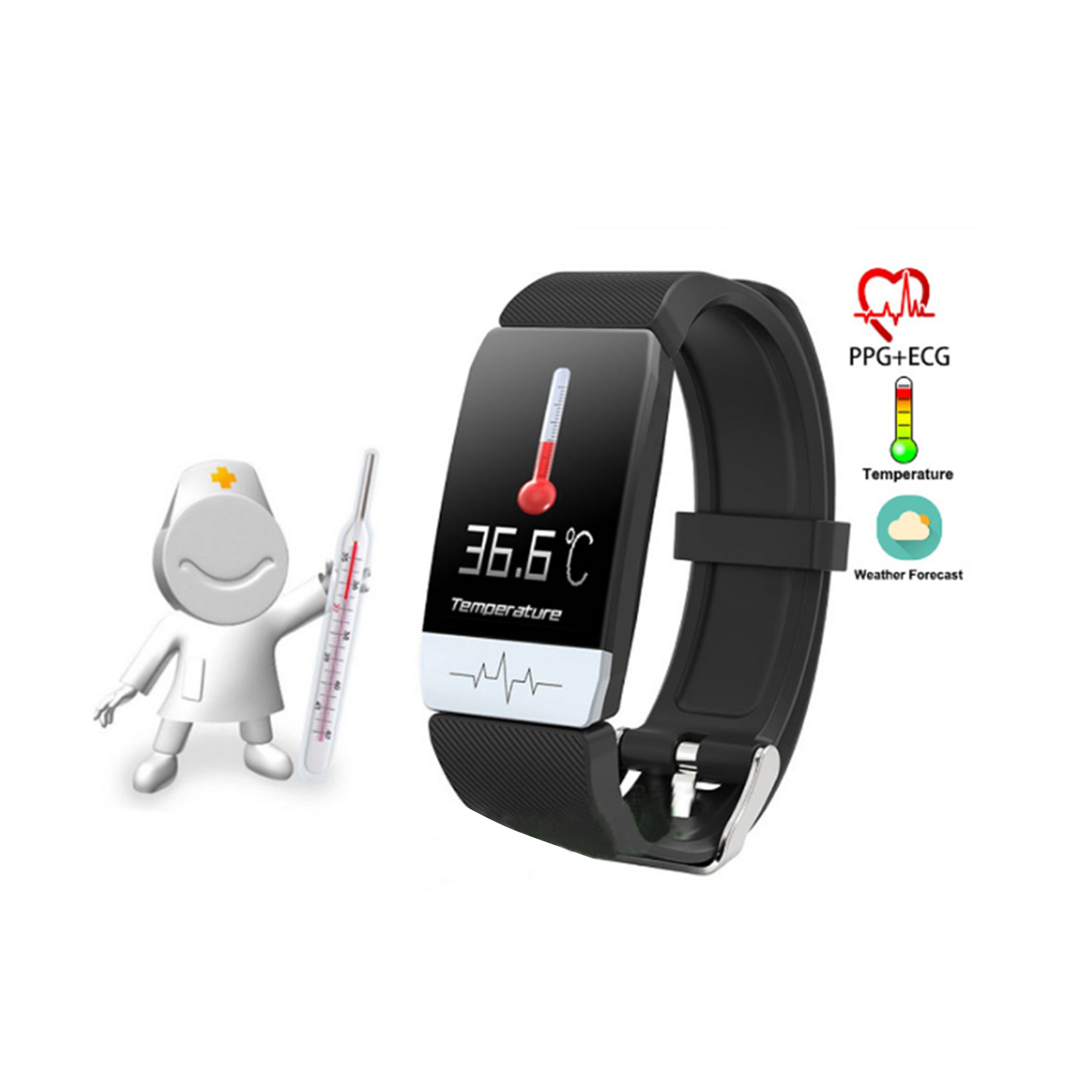 Intelligent Waterproof Ecg Body Temperature Bracelet 1