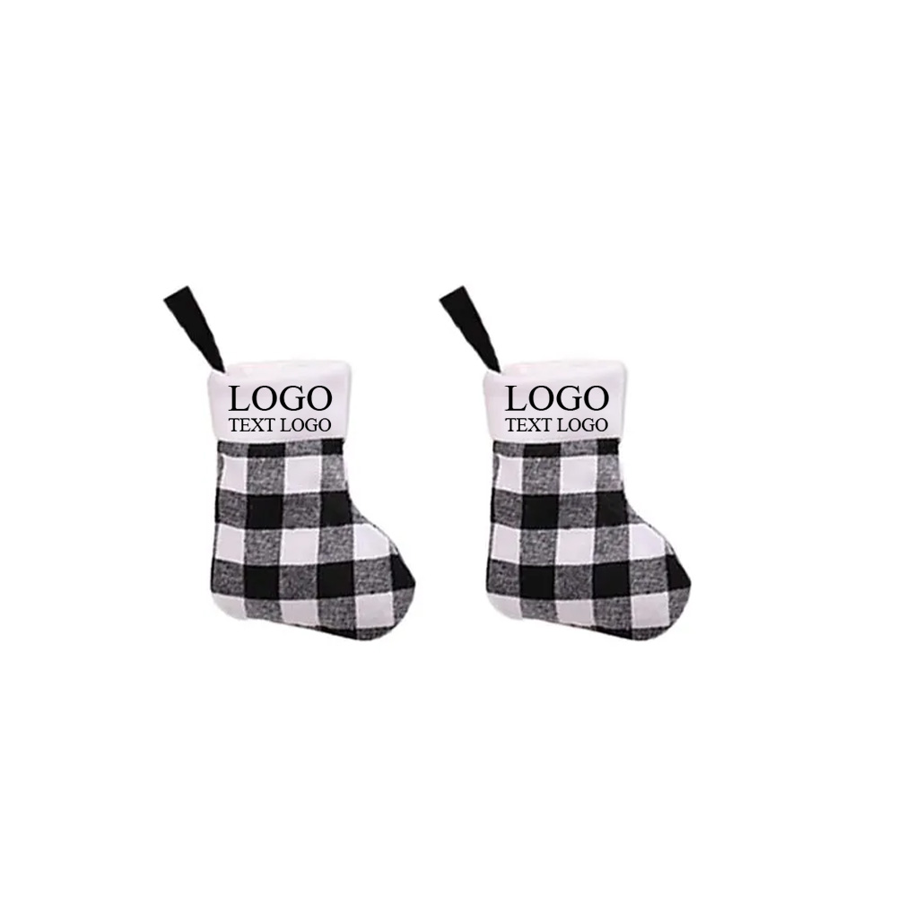 Plaid Christmas Stocking Ornament (Small) 2
