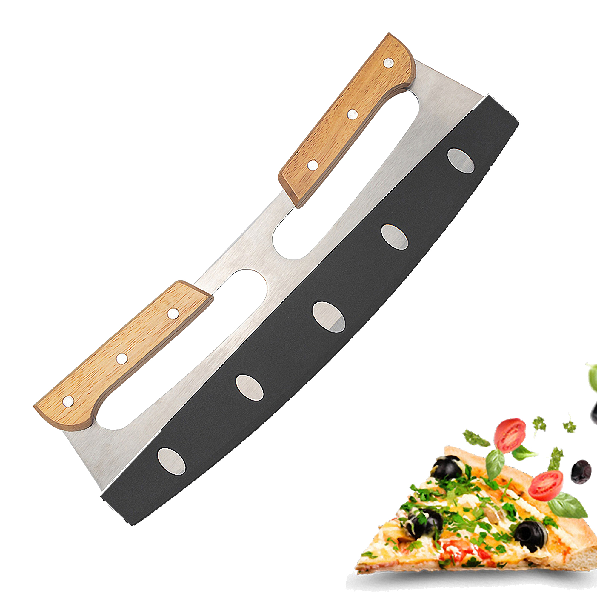 Wooden Handle Pizza Rocker Cutter 3
