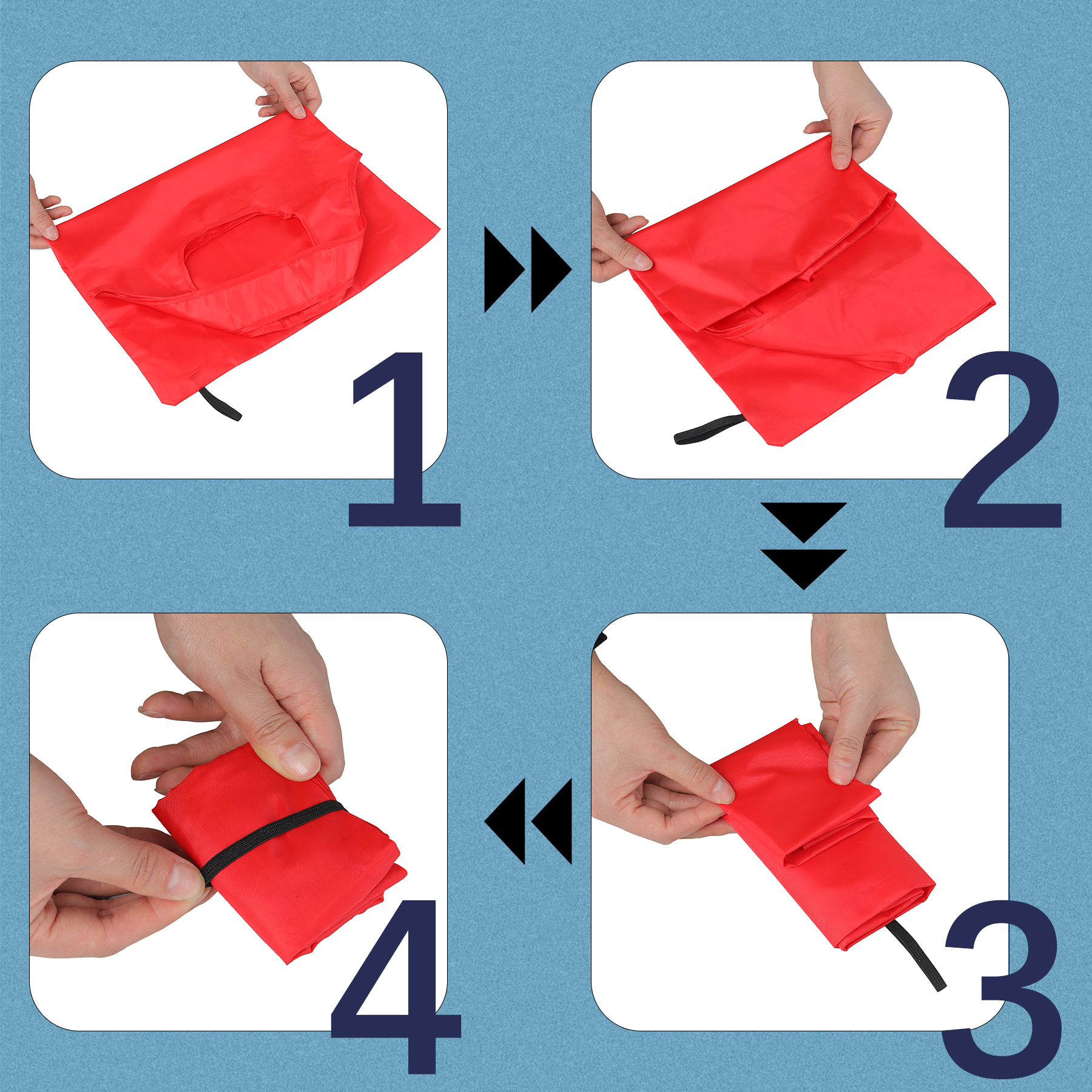 Reusable Folding Polyester Shopping Tote Bag With Elastic Strap 4