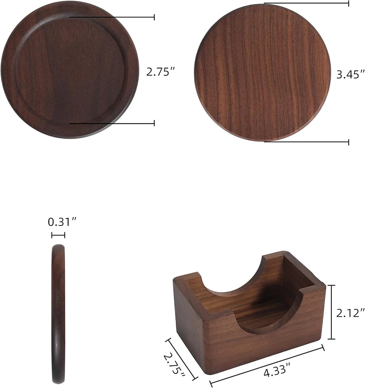 6pcs Round Wooden Coasters Set 2