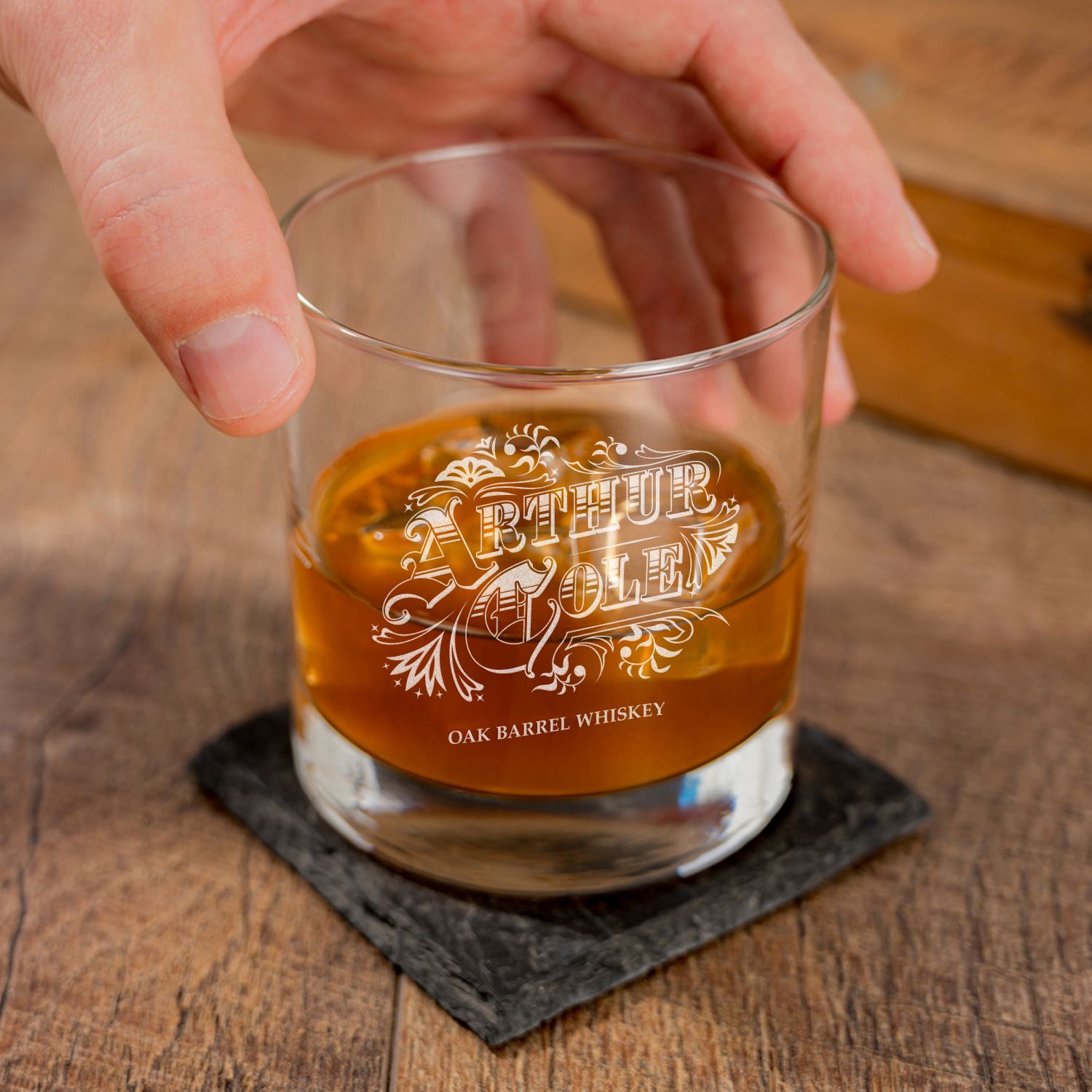 ETCHED WHISKEY GLASS 10.5 OZ 16