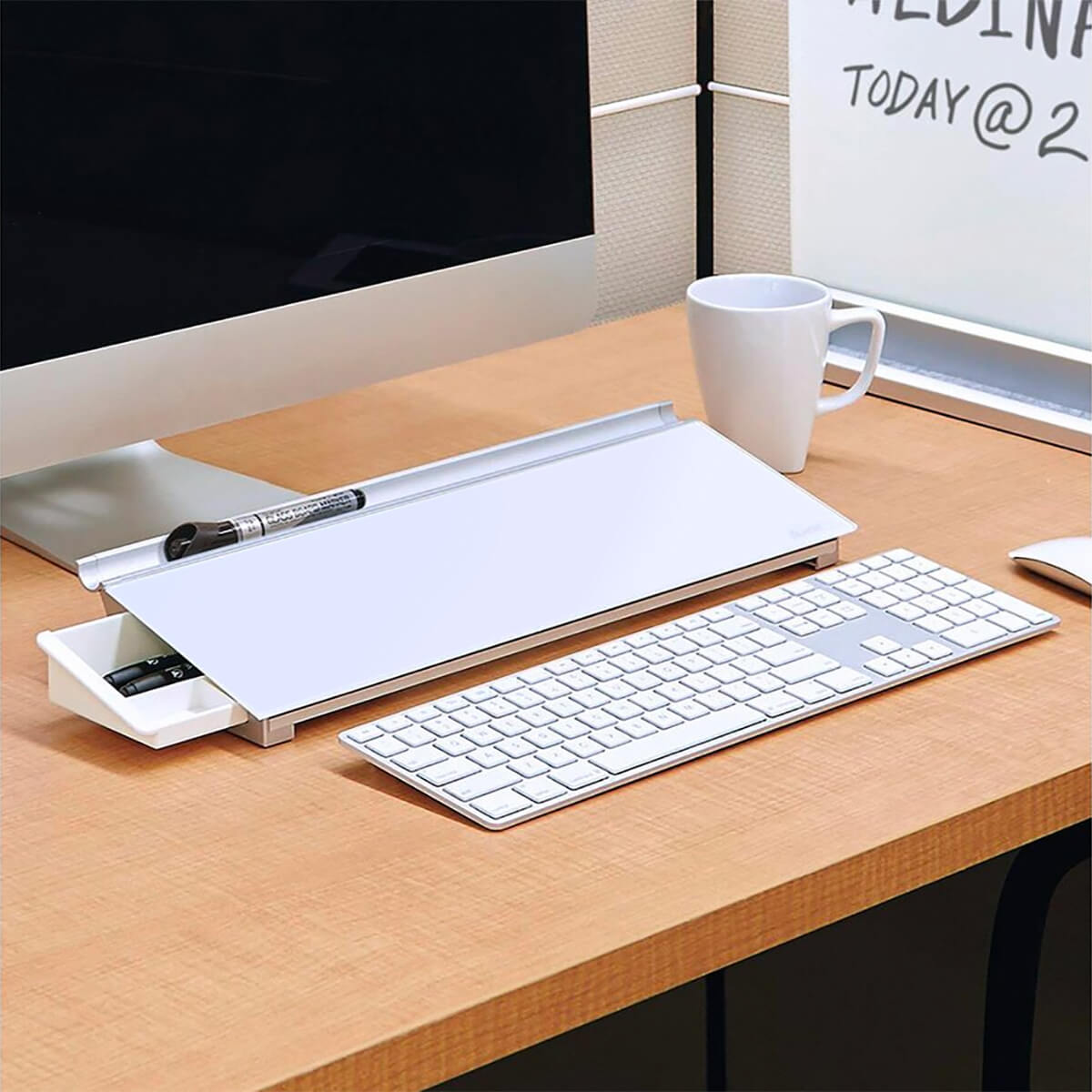 Glass Dry-Erase Desktop Computer Pad