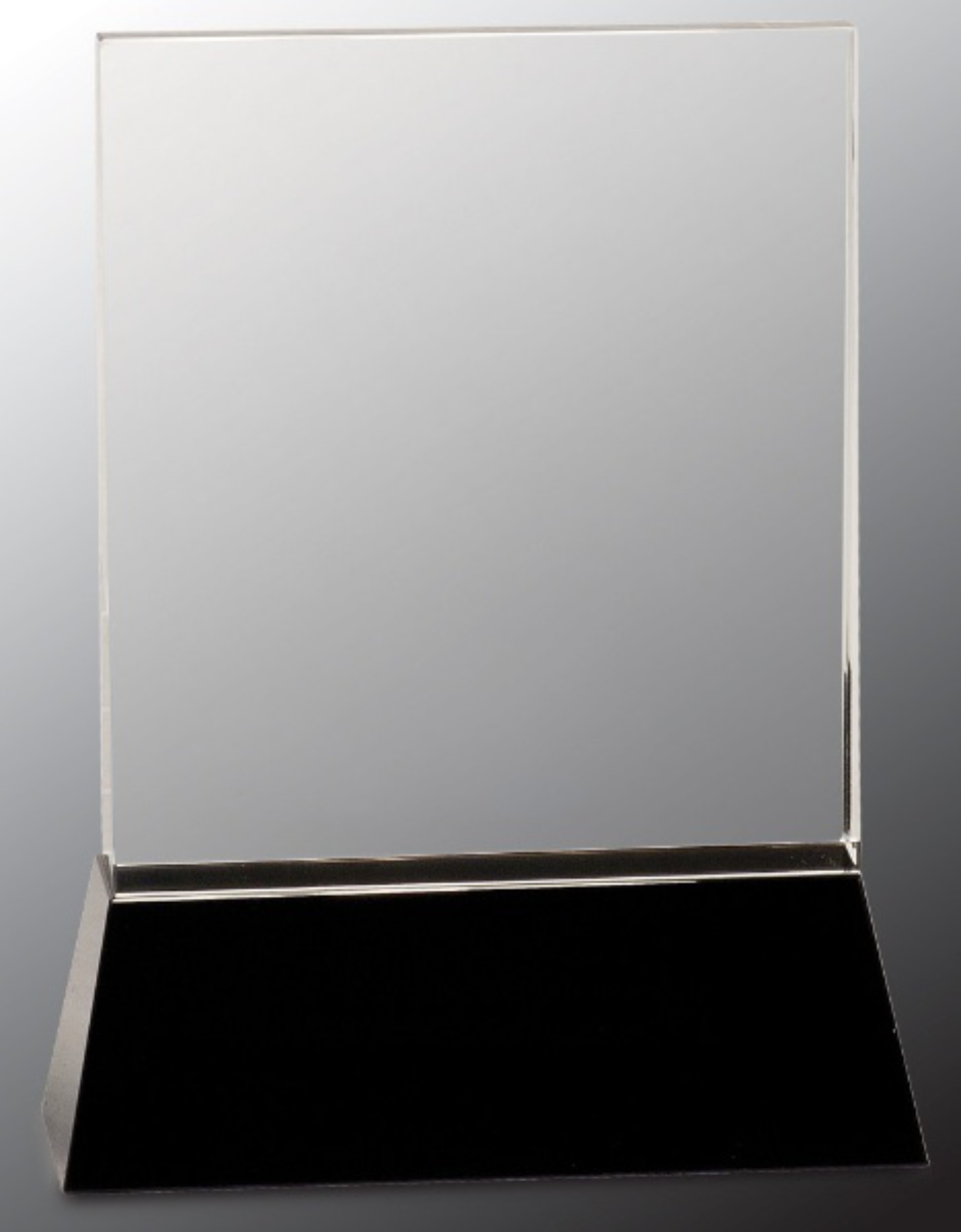 8" Clear Crystal Rectangle Wedge on Black Base Award 3