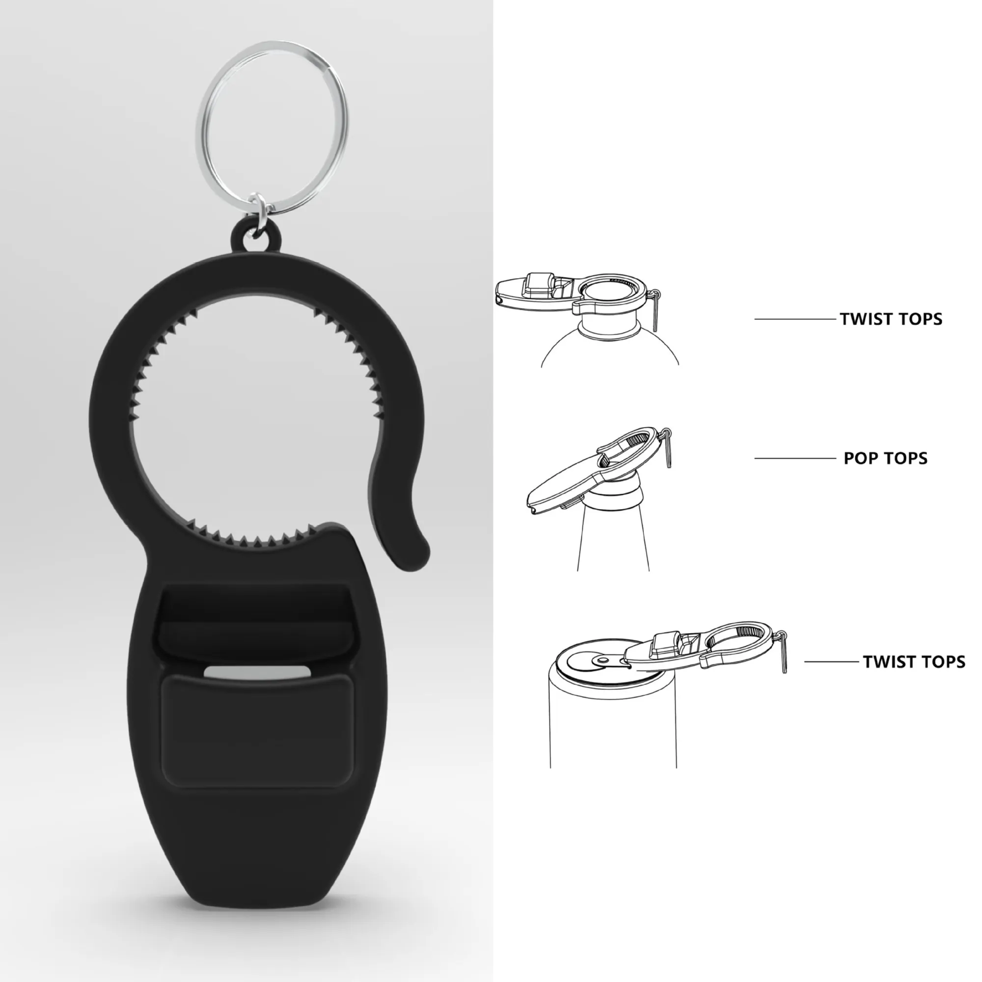 MOQ50 3-in-1 Bottle Opener Keychain 3