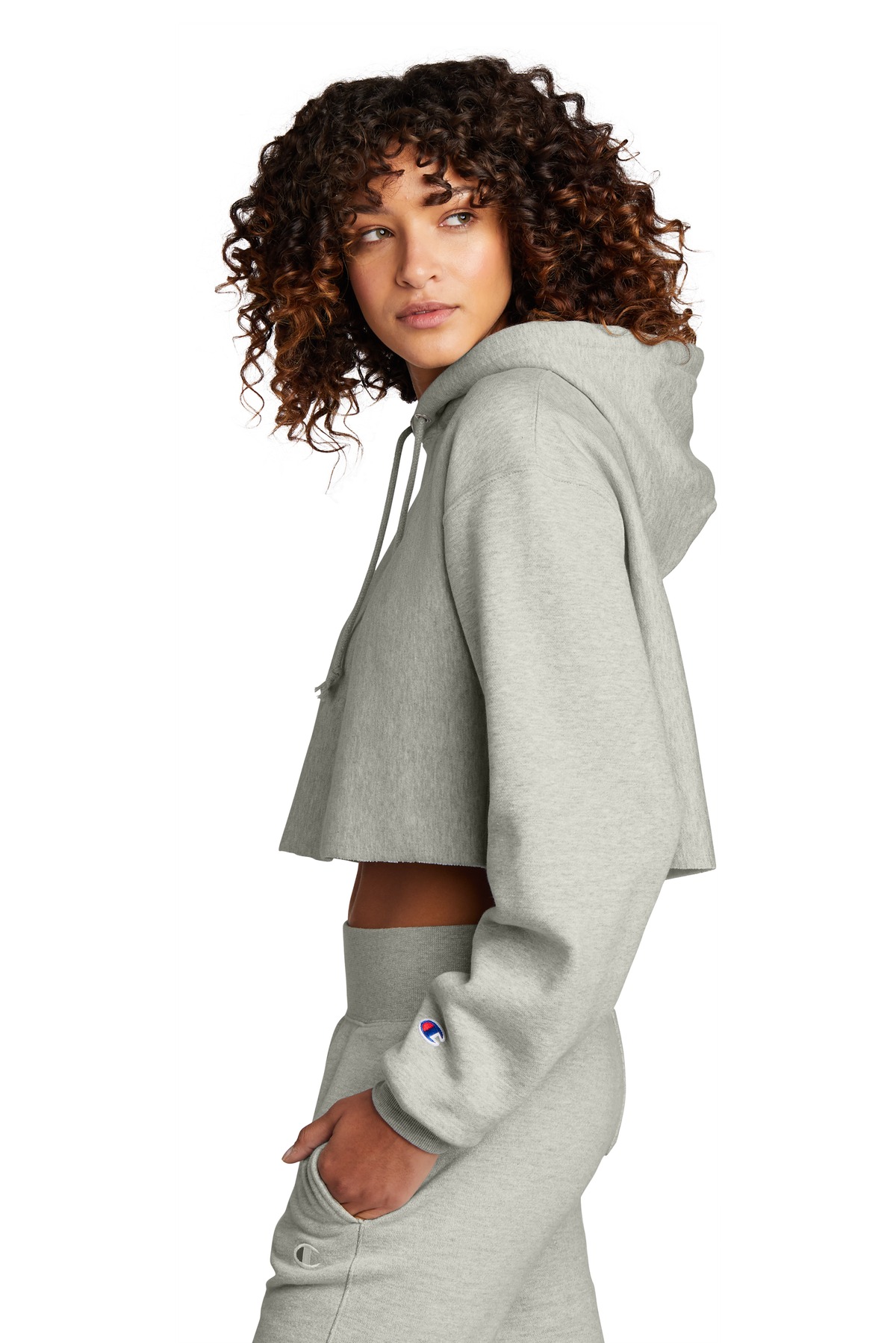 Champion Women's Reverse Weave Cropped Cut-Off Hooded Sweatshirt RW01W 27