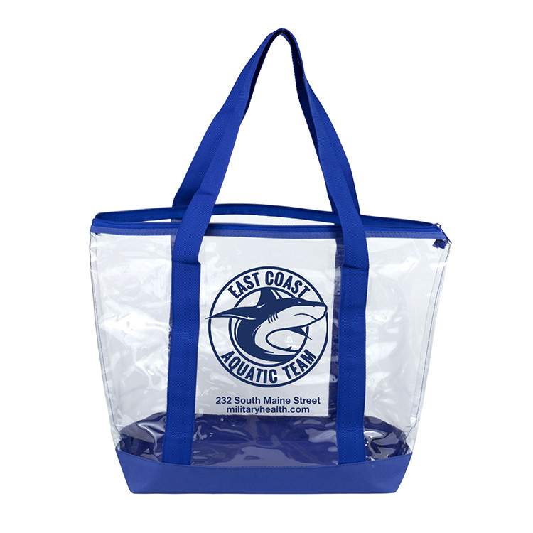 19"W x 13 ½"H x 6"Gusset - "BONDI" Jumbo Clear Zippered Tote Bag 40