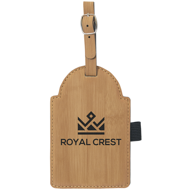 5" x 3 1/4" Bamboo Leatherette Golf Bag Tag with 3 Wooden Tees 4