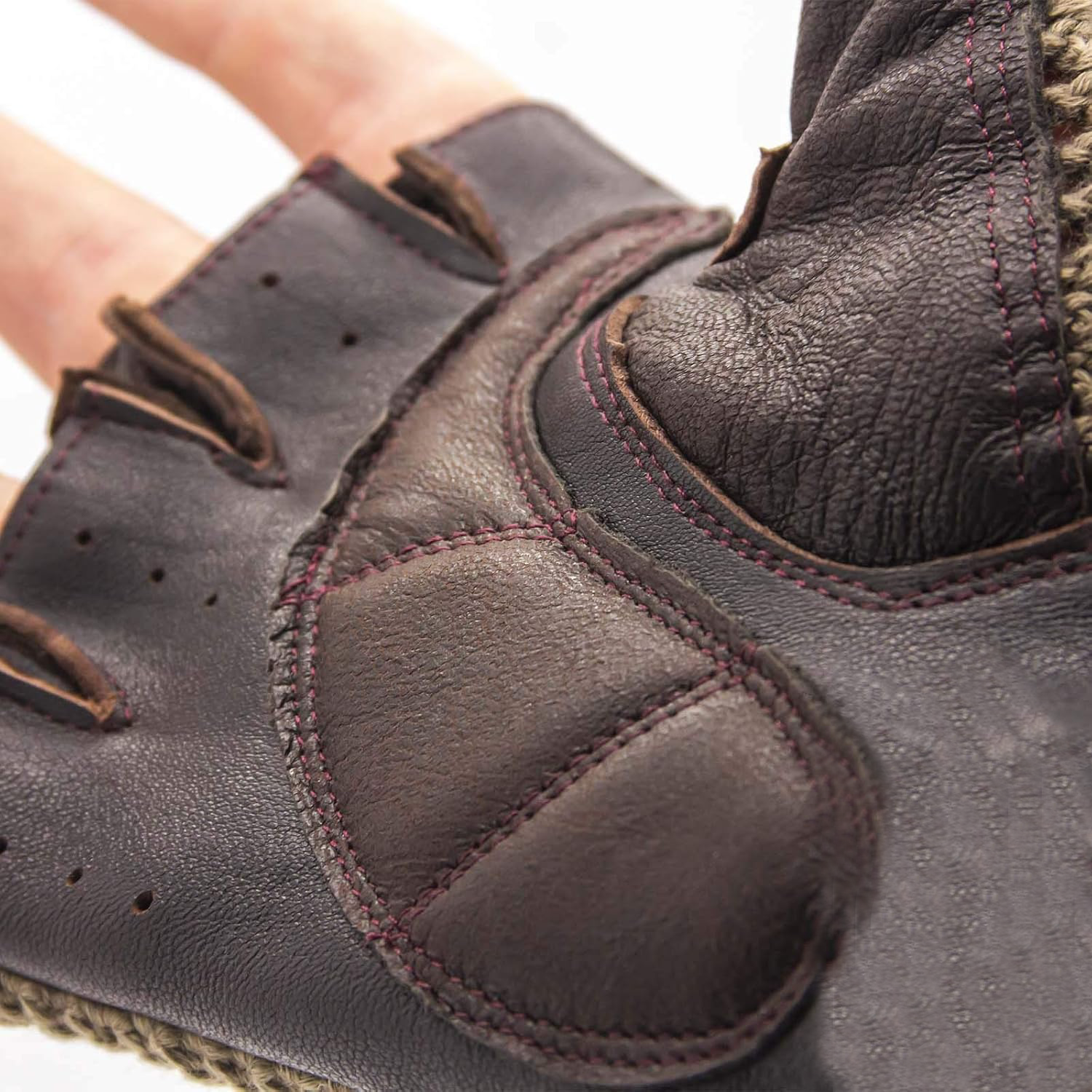 Leather Knitted Anti-slip Breathable Half Gloves 4