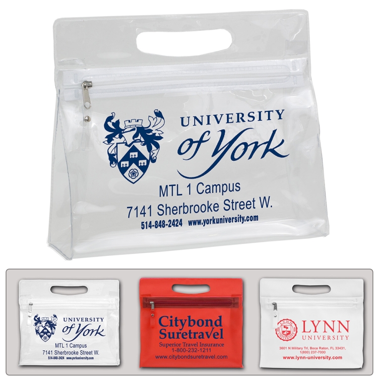 9-1/2" W x 8-1/4"H - "Bermuda" Vinyl Travel Pouch with Zipper 25