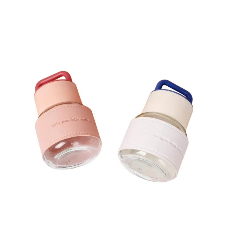 Mini Portable 300ml Glass Cup with Protective Sleeve – Travel-Friendly Reusable Bottle 1
