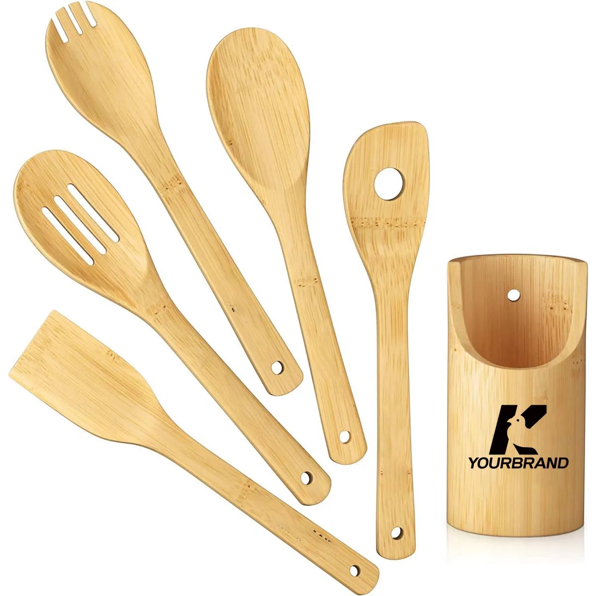 Natural Durable Bamboo Kitchen Utensil Set for Cooking 5