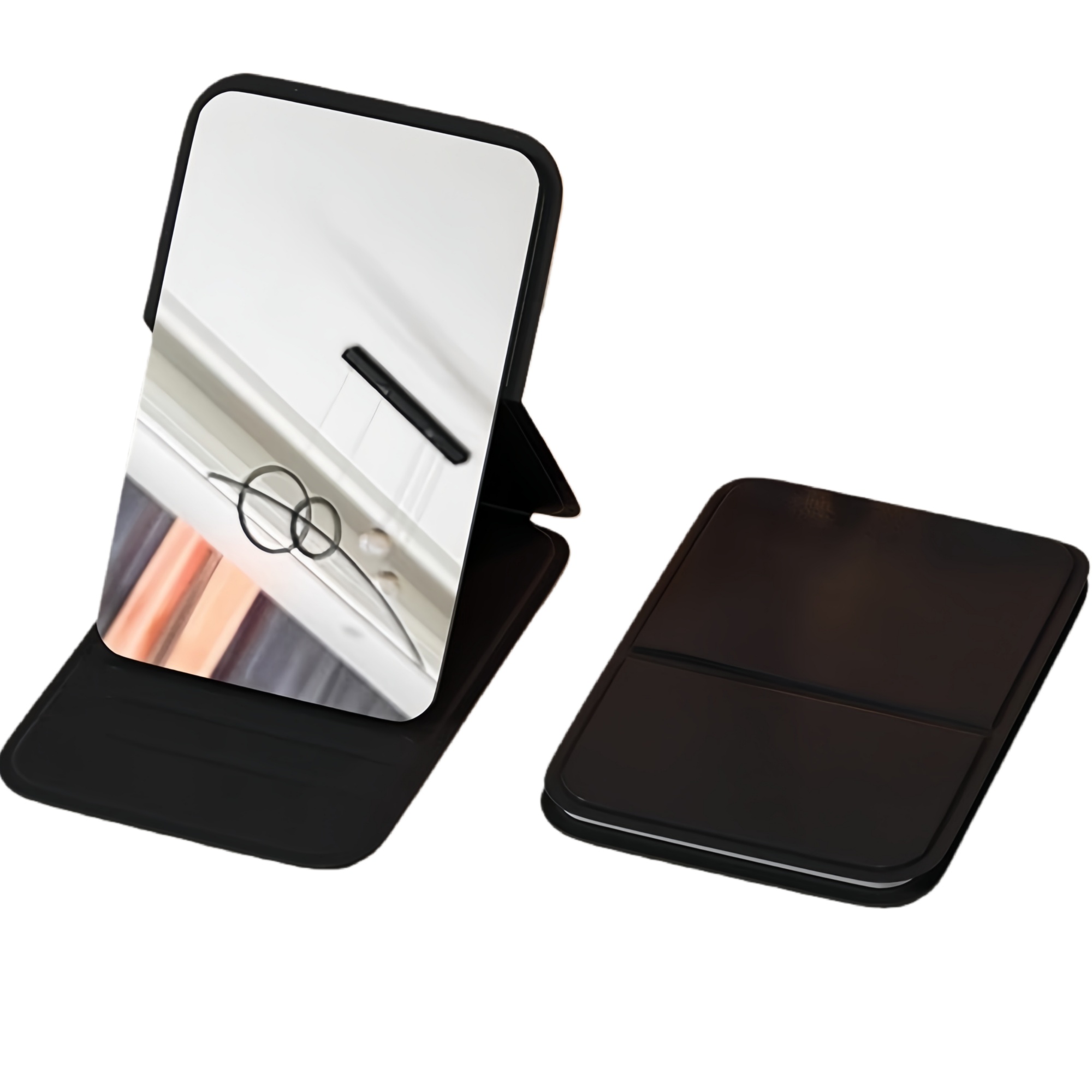 Foldable PU & Glass Portable Makeup Mirror 3