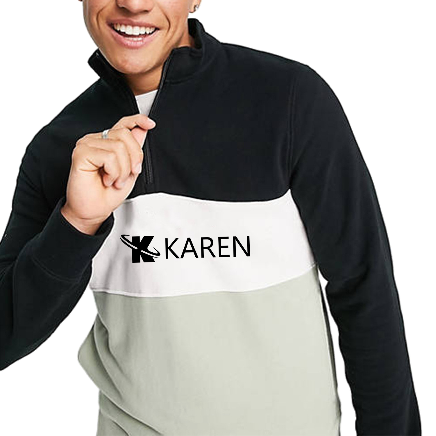 Three Color Patchwork Pure Cotton Sports And Leisure Hoodie 1