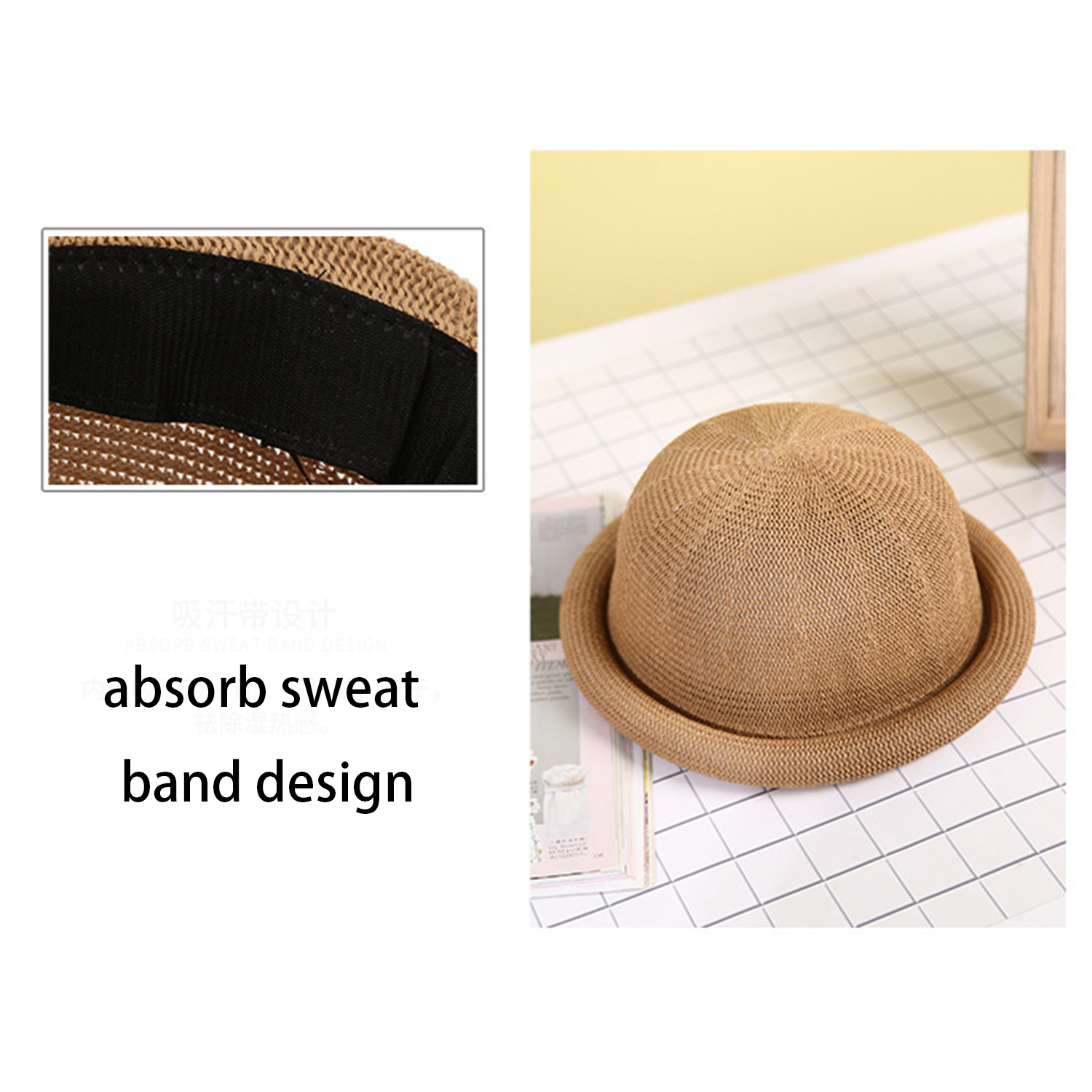 Grass Yarn Trimmed Round Top Korean-style Small Hat 5