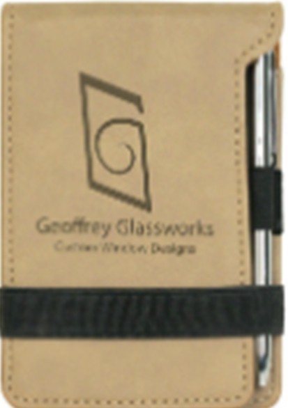 3 1/4" x 4 3/4" Light Brown Leatherette Notepad with Pen 1